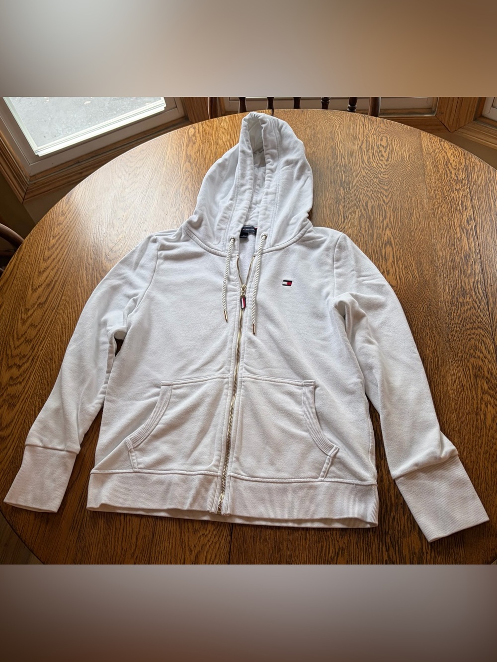 Tommy Hilfiger Women’s White Hooded Zip Sweatshirt